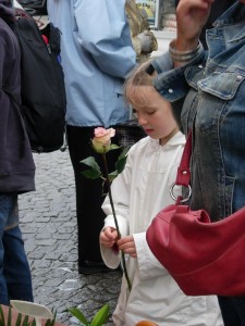 Bruges.CuteGirlAtFlowerMarket