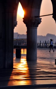 Woman running in Venice